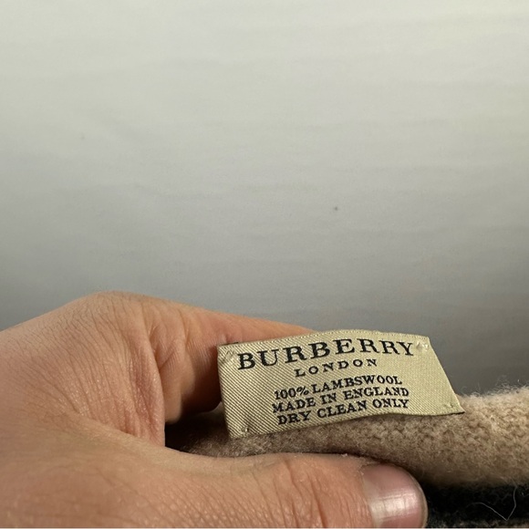 Burberry Embroidered Bear Beige Wool Scarf with Black Stripe - Picture 4 of 4